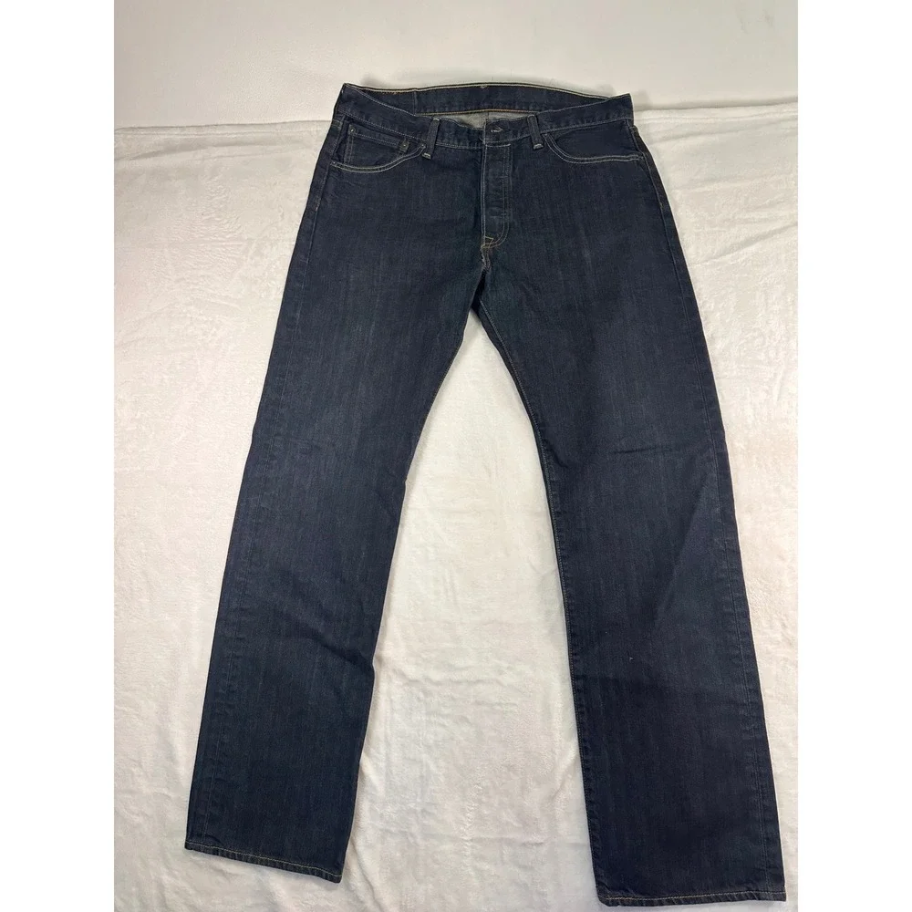 Levi's 501 Original Fit Jeans 34x32 Dark Wash Button Fly Straight Leg Mens